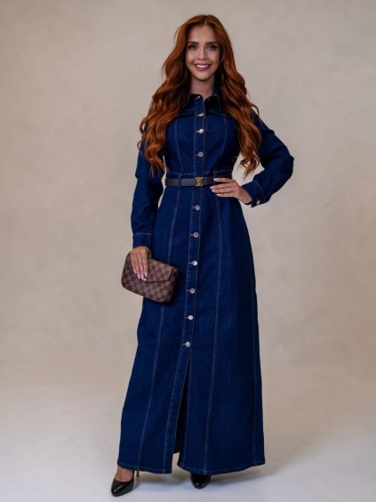 Dámske šaty BASSI (Farba Modrá, Konfekčná veľkosť L)