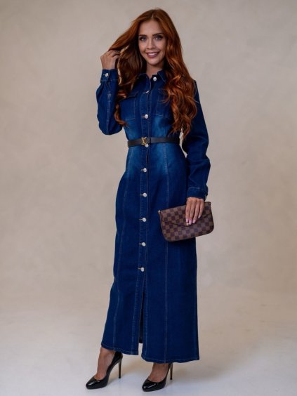 Dámske šaty GALLOPE (Farba Modrá, Konfekčná veľkosť XL)