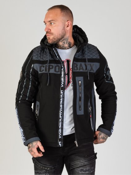 Pánska bunda CIPO & BAXX CJ275 GREY-BLACK