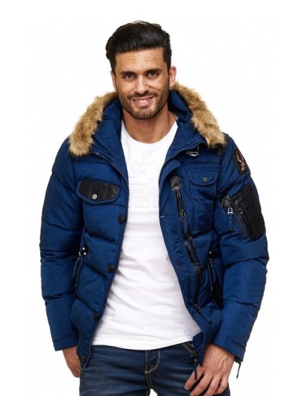 Pánska bunda CIPO & BAXX CM120 NAVY BLUE (Farba Modrá, Konfekčná veľkosť S)