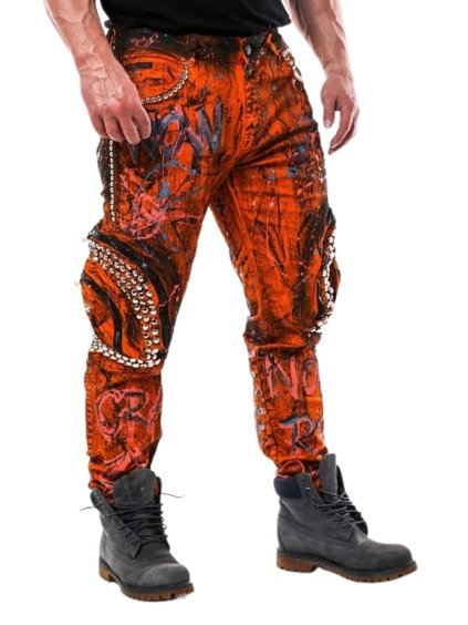 Pánske rifle CIPO & BAXX CD634 ORANGE (Farba Oranžová, Konfekčná veľkosť W38/L34)