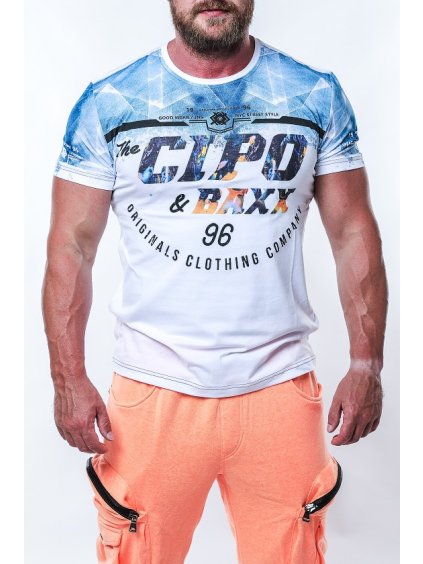 Pánske tričko CIPO & BAXX CT612 WHITE (Farba biela, Konfekčná veľkosť XXL)