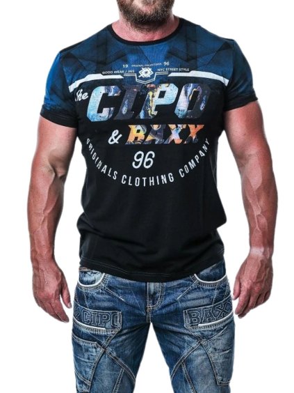 Pánske tričko CIPO & BAXX CT612 BLACK (Farba Čierna, Konfekčná veľkosť S)