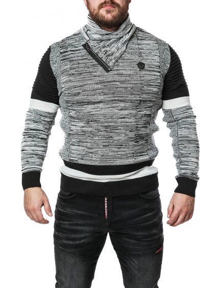 Pánsky sveter CIPO & BAXX CP250 BLACK-GREY (Farba sivá, Konfekčná veľkosť XXL)