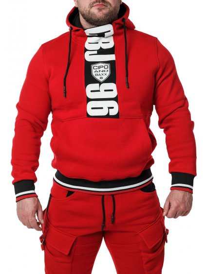 Pánska mikina CIPO & BAXX CL478 RED (Farba červená, Konfekčná veľkosť XXL)