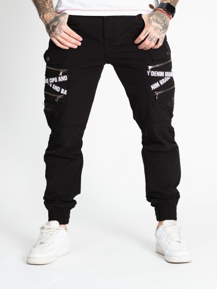 Pánske kapsáčové joggery CIPO & BAXX CD785 BLACK (Farba Čierna, Konfekčná veľkosť W32/L34)