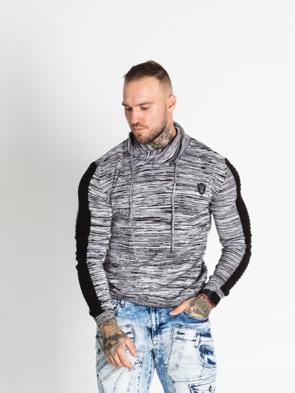 Pánsky sveter CIPO & BAXX CP252 BLACK-GREY (Farba Sivá, Konfekčná veľkosť XXL)