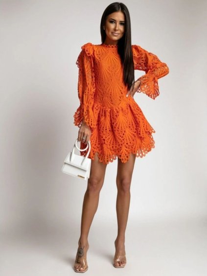 Dámske šaty SHIRLEY (Farba Oranžová, Konfekčná veľkosť L)