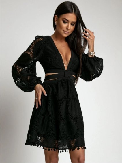 Dámske šaty SAMANI (Farba Čierna, Konfekčná veľkosť S)