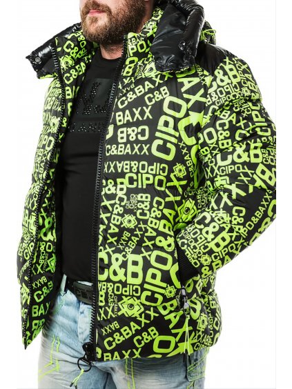 Pánska zimná bunda CIPO & BAXX CM193 NEONGREEN (Farba Zelená, Konfekčná veľkosť XXXL)