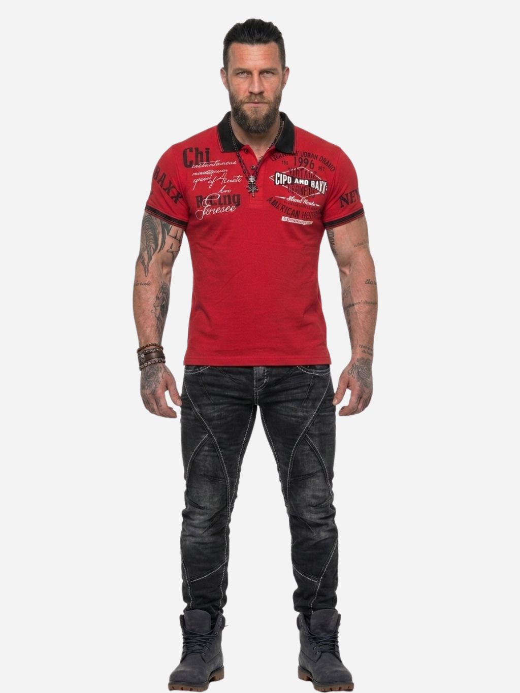 Pánske tričko CIPO & BAXX CT603 RED Farba: Červená, Konfekčná veľkosť: XL