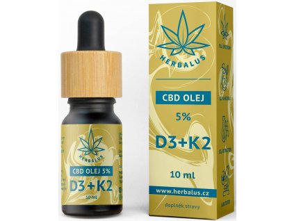 Herbalus CBD olej 5% s vitamínmi D3 + K2