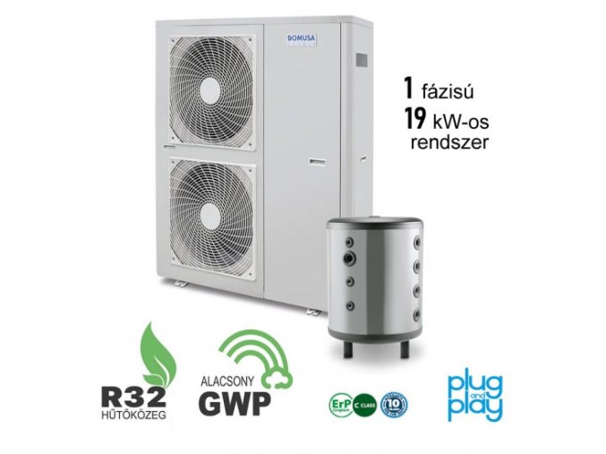levegő víz hőszivattyú Dual Clima 19R kW os csak fűtés, hűtés csomagajánlat 1 fázis 550x550