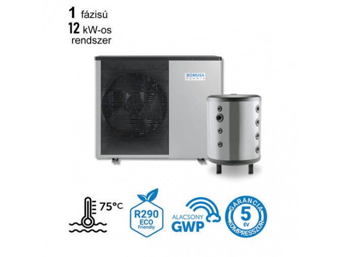 levegő víz hőszivattyú Dual Clima HT 12 kW os 1 fázisú csak fűtés, hűtés csomagajánlat 550x550h