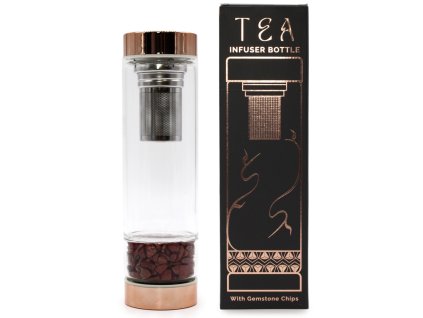 Láhev na Čaj z Křišťálového Skla - Červený Jaspis