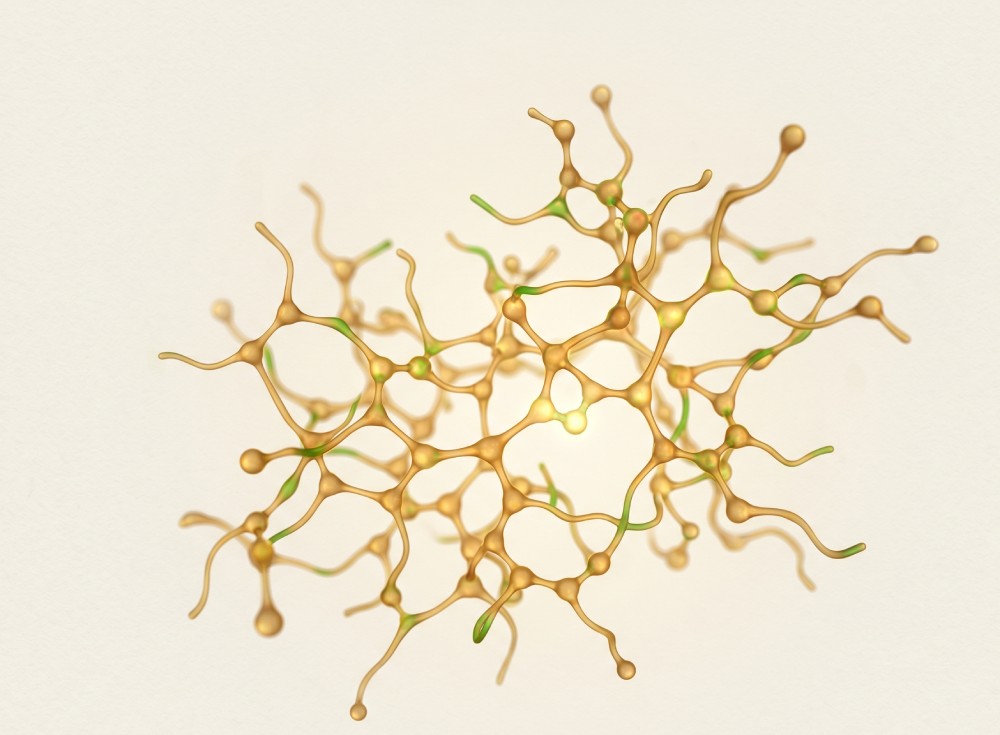 Abstraktní vizualizace fulvové kyseliny – klíčové složky mumia