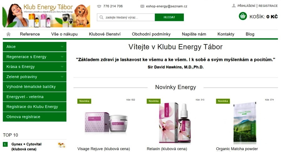 Eshop Klubu Energy Tábor přešel na novou verzi