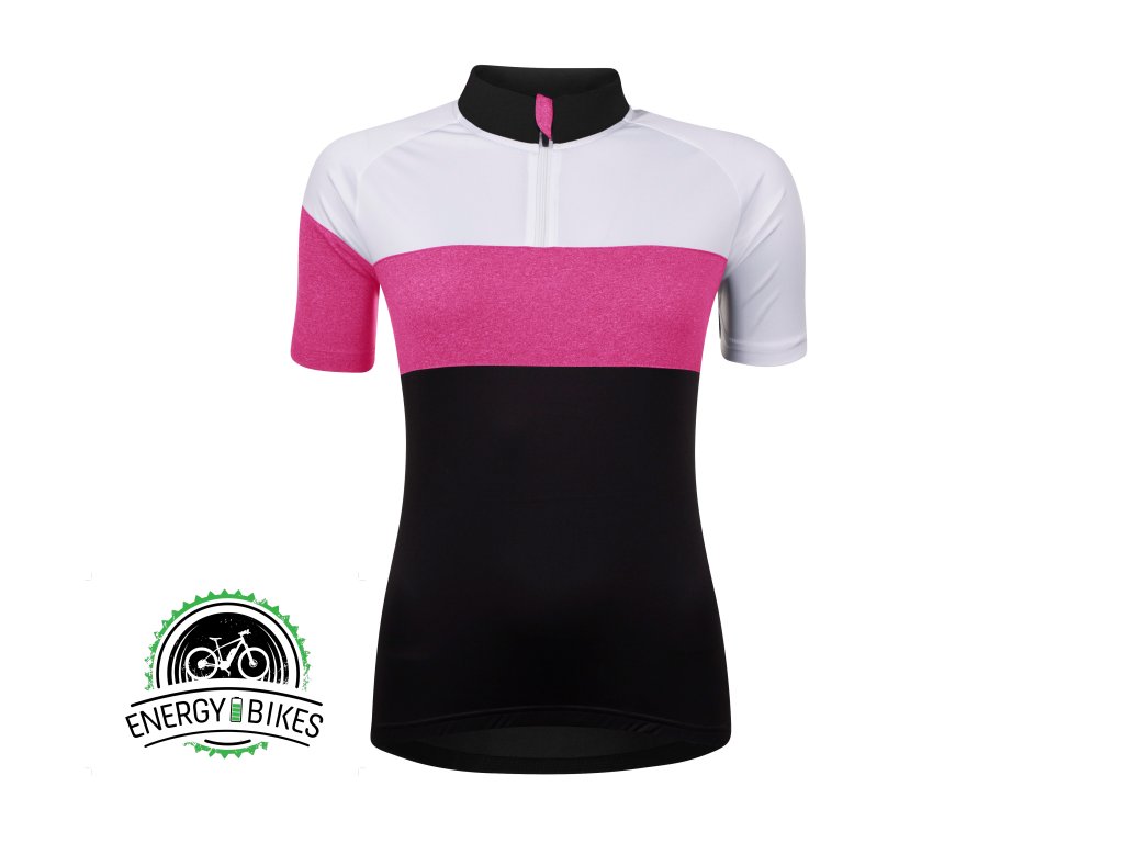 Dámsky dres FORCE VIEW LADY krátky rukáv, čierno-bielo-rúžový (farba Čierna, Veľkosť L)