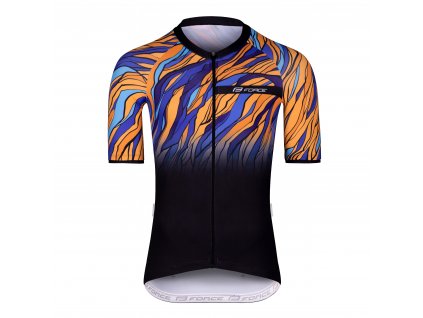 Pánsky dres F LIFE krátky rukáv, čierno-modro-oranžový (Veľkosť L)