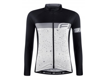 Dámsky dres FORCE SPRAY LADY dlhý rukáv, bielo-čierny (Veľkosť L, farba Čierna)