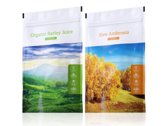 Raw Ambrosia pieces a Barley juice powder od Energy