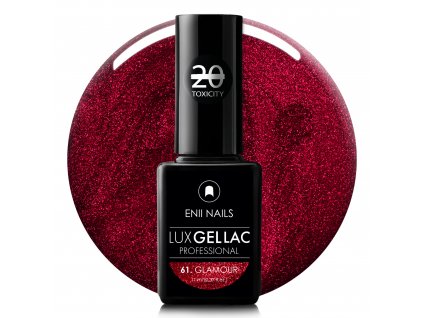 Červený gel lak s třpytkami LUX GEL LAC 61