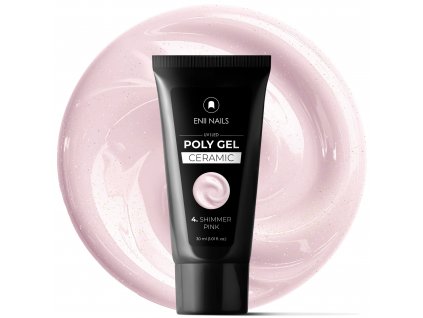 Růžový Poly gel se třpytkami Ceramic v tube 4 Shimmer Pink 30ml