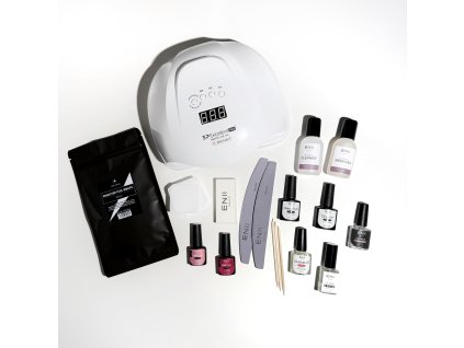 ENII Gel Lak Sada AMAZING s lampou 54W - Pink & Red Glitter Edition