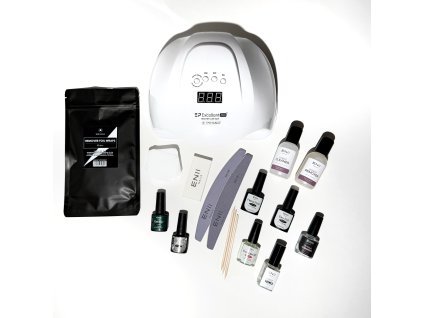 ENII Gel Lak Sada AMAZING s lampou 54W - Green & Silver Edition