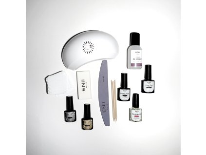 ENII Gel Lak Startovací Sada s lampou 24W - Silver & Gold Glitter