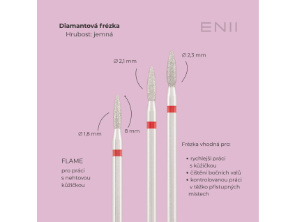 Diamantový nástavec Flame SAFE, red, Ø 2,1 mm
