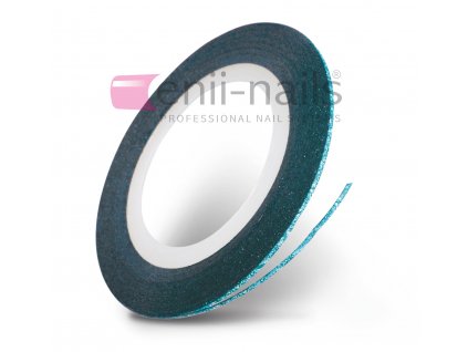 Nail art glitrová páska - modrá, 1 mm