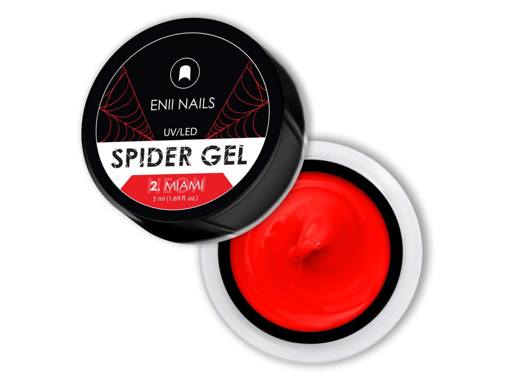 Neónový červený gél na zdobenie NEON SPIDER GEL 2 MIAMI 5 ml