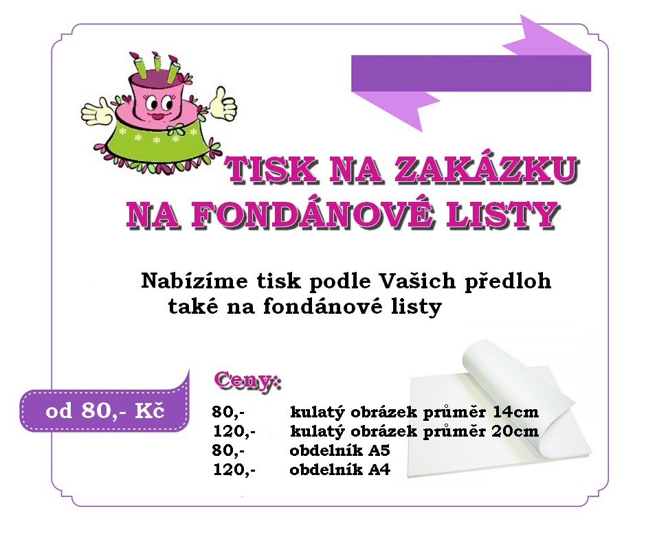 Tisk fondánové listy
