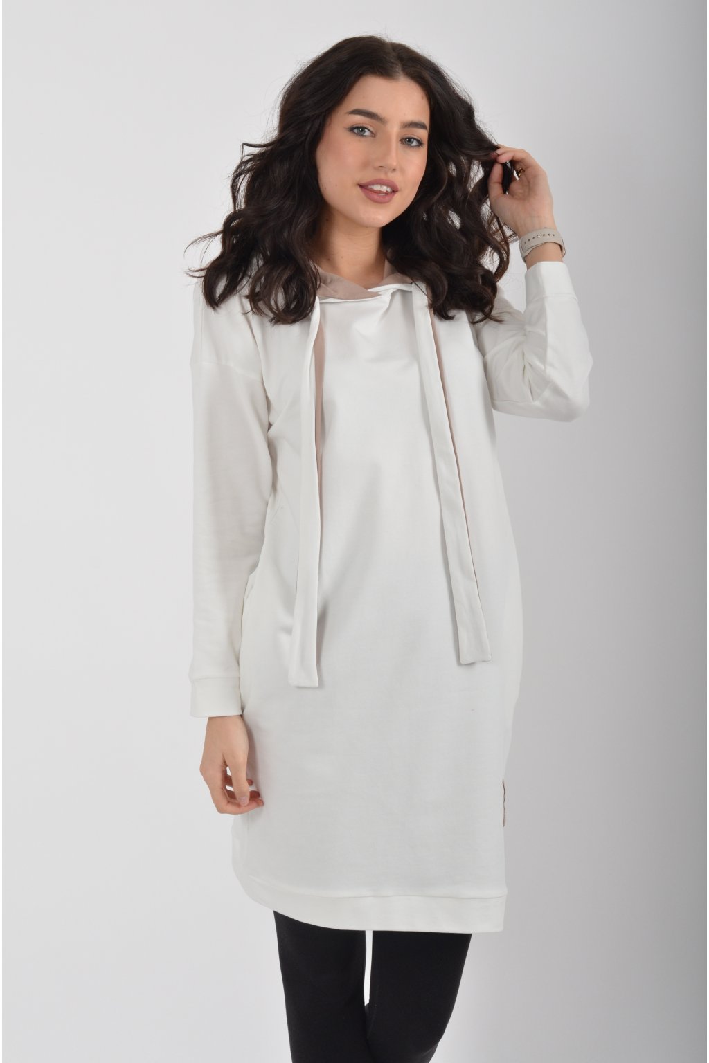 Bílé mikinové šaty ES362