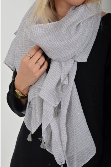 Vzorovaný šedý šátek ES4084