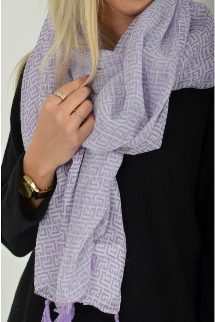 Vzorovaný fialový šátek ES4085