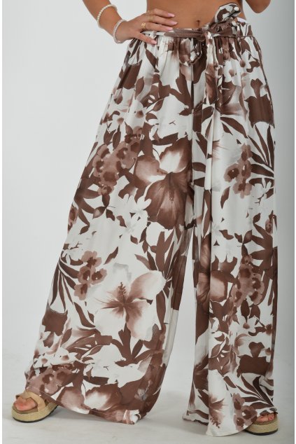 Hnědé vzorované kalhoty ES4953