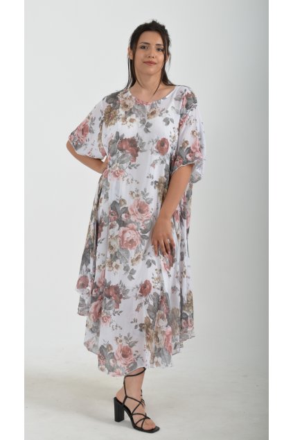 Bílé vzorované šaty ES4958