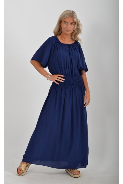Dlouhé tmavě modré šaty ES5043