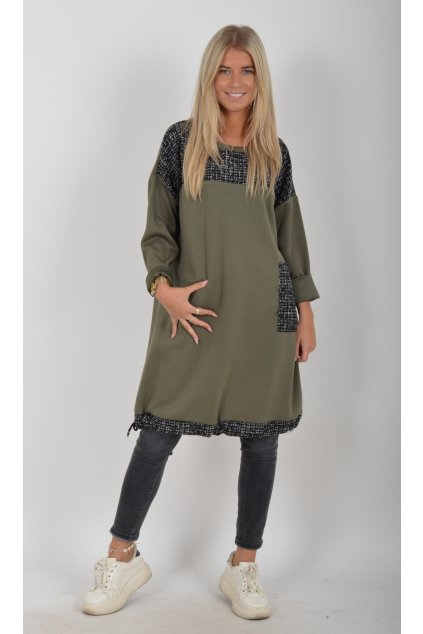 Khaki mikinové šaty ES5524
