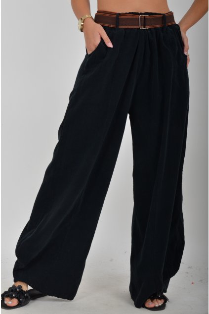 Černé manšestrové kalhoty ES5529