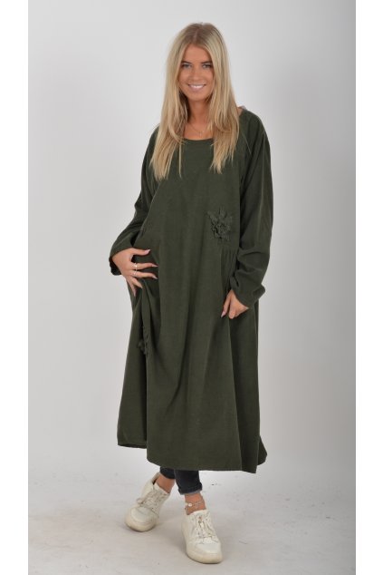Khaki manšestrové šaty ES5572