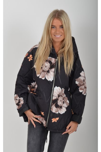 Černá vzorovaná bunda ES5604