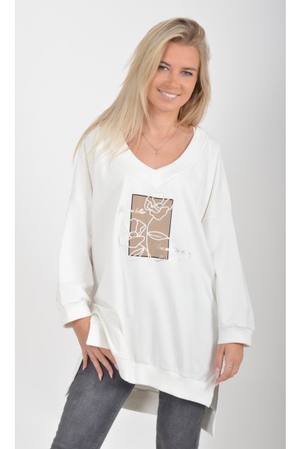 Krémově bílá oversize mikina ES5732