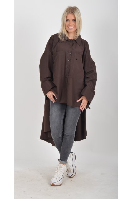 Hnědá atypická košile ES5753