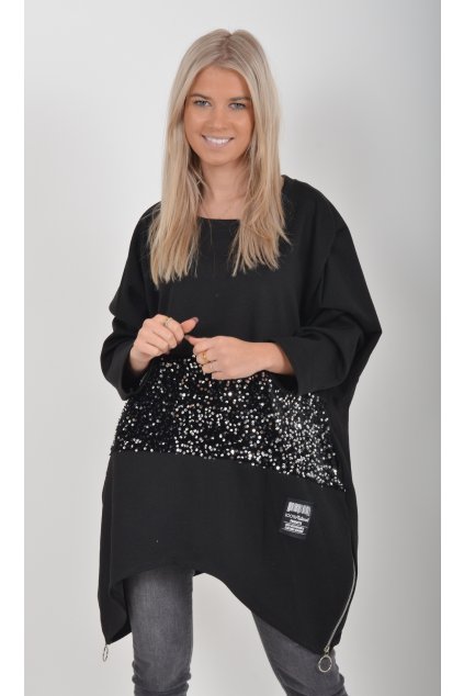 Černá mikinová tunika ES5921