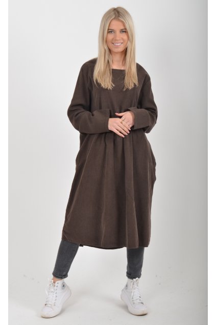 Čokoládové manšestrové šaty ES5977