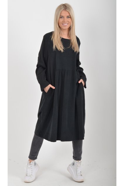 Černé manšestrové šaty ES5978
