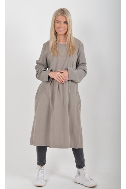 Světle šedé manšestrové šaty ES5979